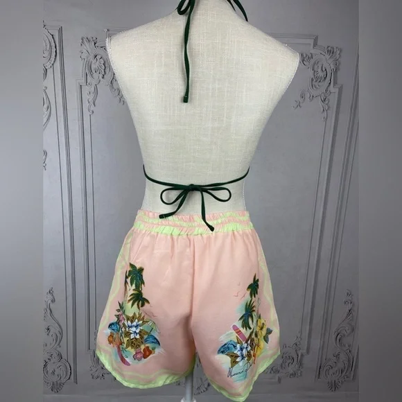 Cocomo Island Loose Fit Casual Shorts Set Single-Breasted Tropical Top - Picture 9 of 16